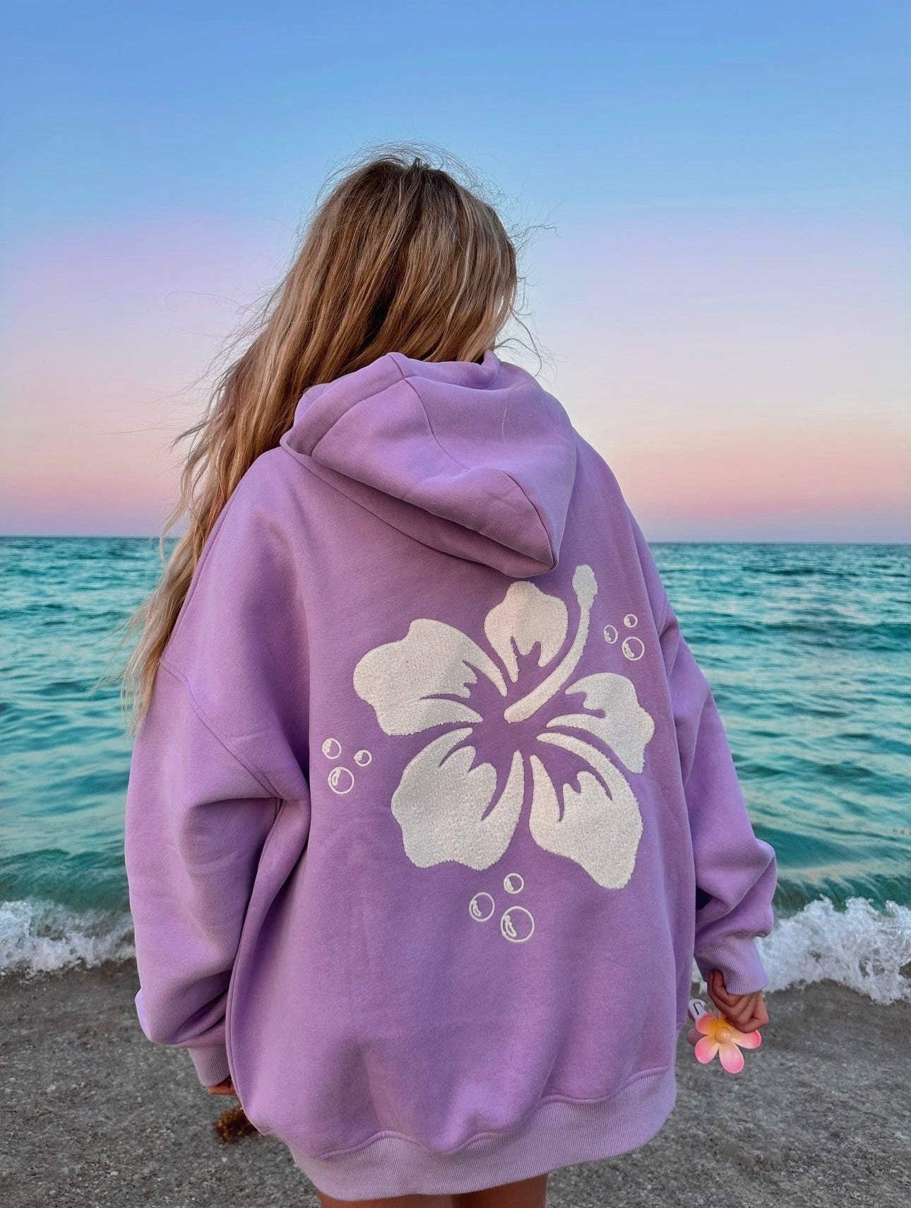 Flower top embroidered hoodie