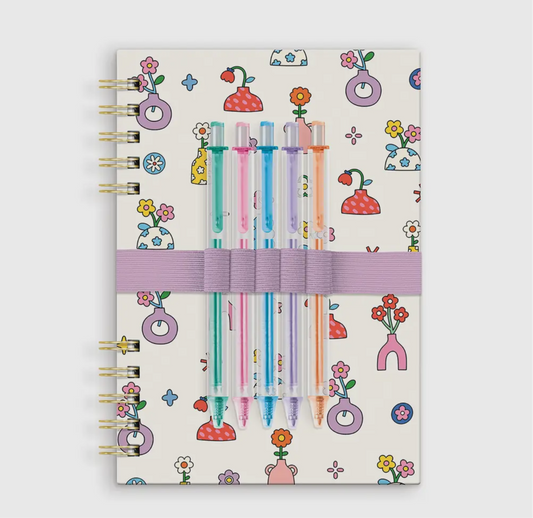 Flower Notebook + Gel pens