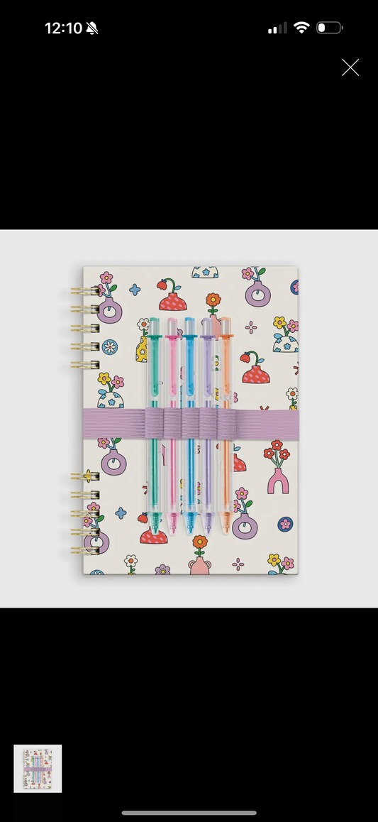 Flower Notebook + Gel pens